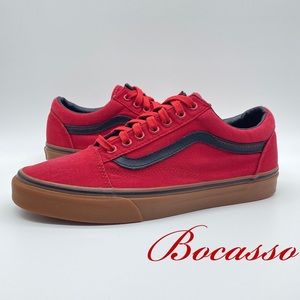Vans red with black stripes